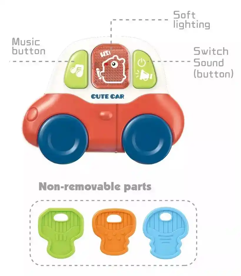 Juguete Sensorial, Sonajero Carro Llavero Con Luces Y Sonido