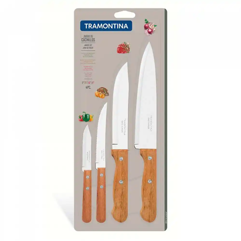 Cuchillos Tramontina Natural 4 Pz Acero Inoxidable