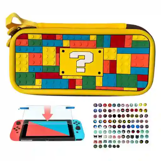 Estuche Edicion Signo ?+ Vidrio + 2 Grips Para Nintendo Switch