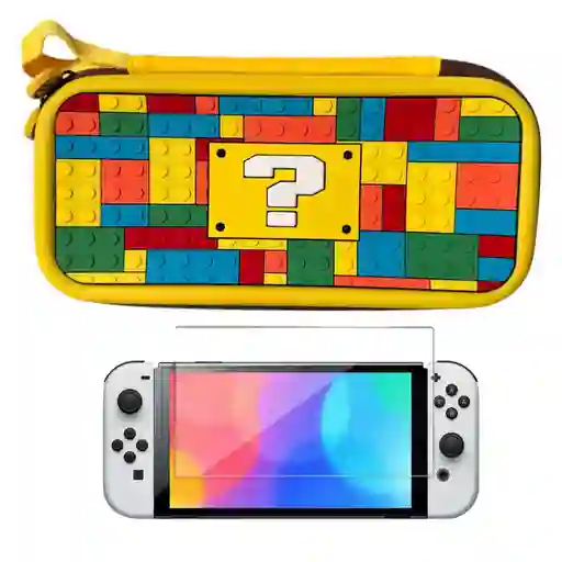 Estuche Edicion Signo ? + Vidrio Para Nintendo Switch Oled