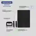 Tabla Y Cuchillos Tramontina Negro Plata 4 Pz Acero