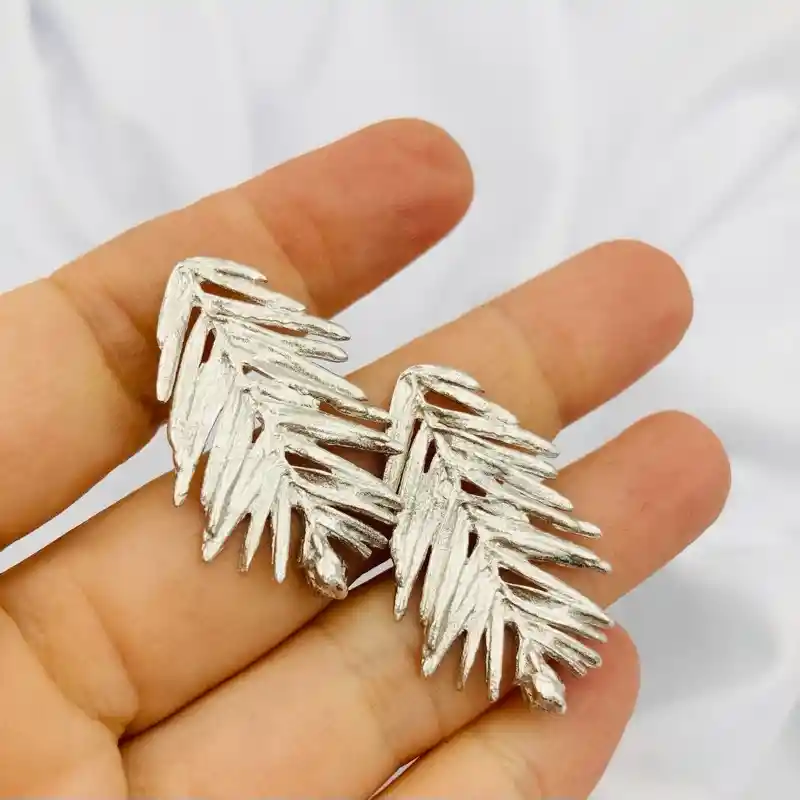 Aretes Hojas De Pino En Plata
