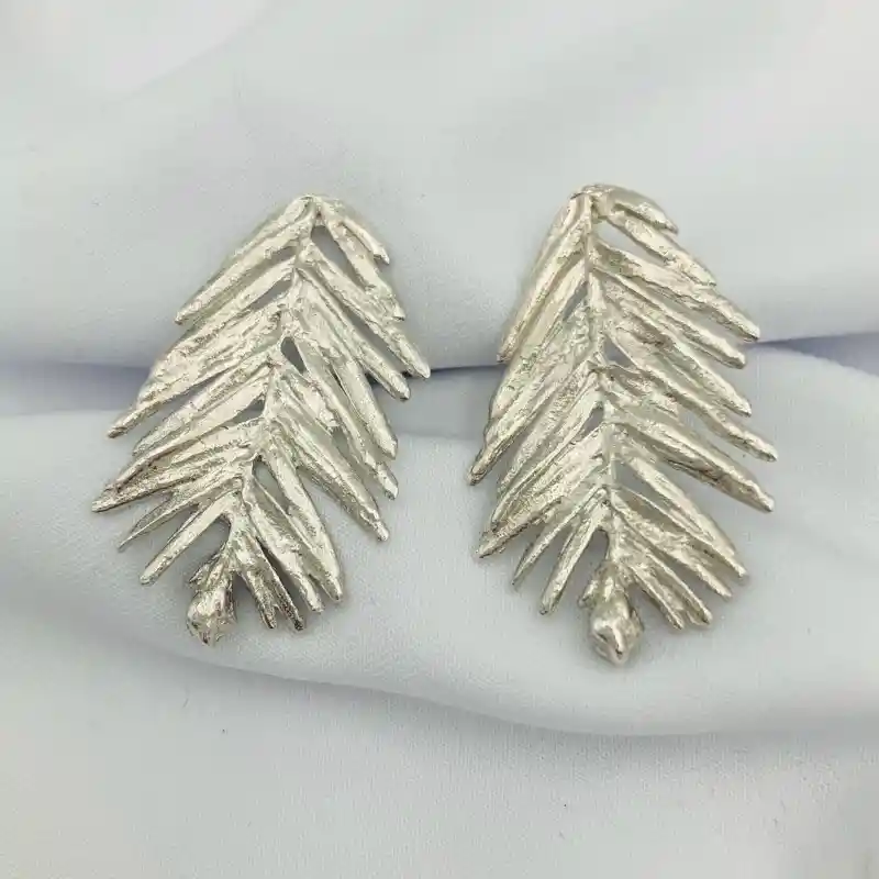 Aretes Hojas De Pino En Plata