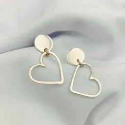 Aretes Corazón De Plata Colgante
