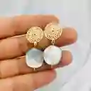 Aretes Dorados Con Nácar Natural