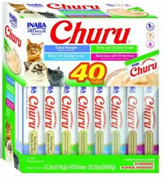 Inaba Cat Snack Churu 40 Piezas Box Seafood Variety 560 Gr