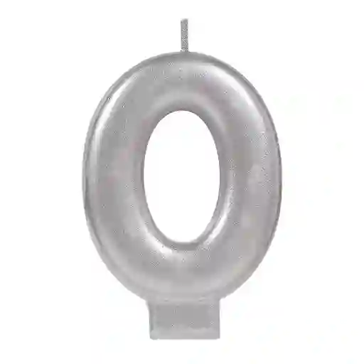 Vela Número Cero # 0 - Plateada