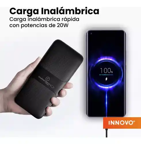 Power Bank Carga Inalámbrica Y Cable 10.000mah Carga Rápida Innovo