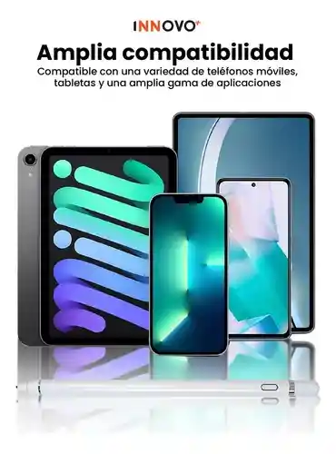 Lápiz Óptico Stylus Pencil Recargable Para Tablet Celulares Hasta 15 Hr Blanco Innovo