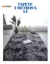 Tapete Antideslizante Peluda 1.5 X 2 Metros Decorativo Negro Mix Bicolor Innovo