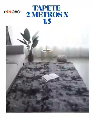 Tapete Antideslizante Peluda 1.5 X 2 Metros Decorativo Negro Mix Bicolor Innovo