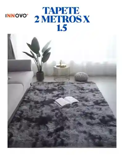 Tapete Antideslizante Peluda 1.5 X 2 Metros Decorativo Negro Mix Bicolor Innovo