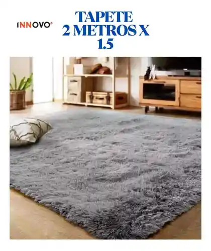 Tapete Alfombra Antideslizante Peluda 1.5 X 2 Metros Decoración Gris Unicolors Innovo