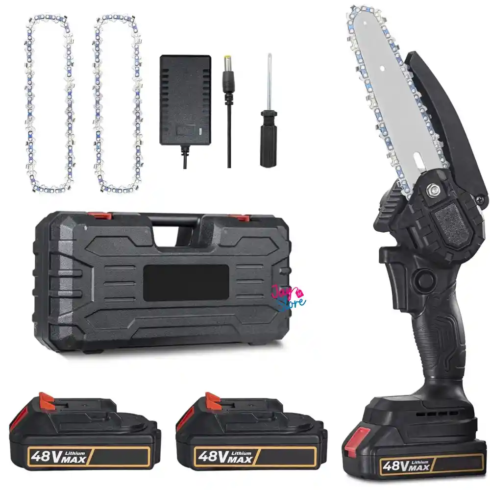 Motosierra Eléctrica Dos Baterías Recargables Sierra Cadena