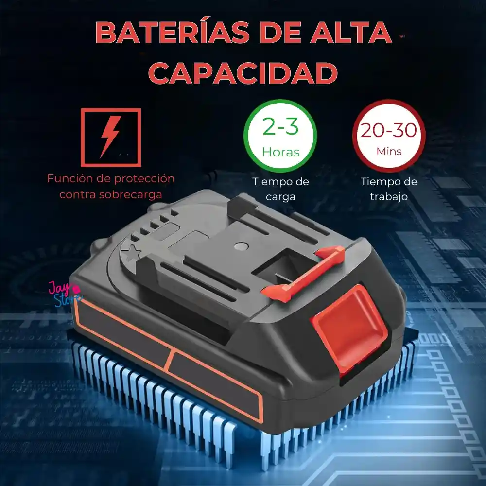 Motosierra Eléctrica Dos Baterías Recargables Sierra Cadena