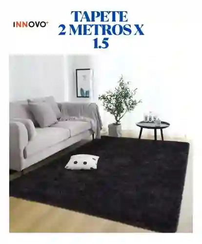 Tapete Alfombra Antideslizante Peluda 1.5 X 2 Metros Decorativo Negro Innovo