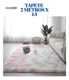Tapete Alfombra Antideslizante Peluda 1.5 X 2 Metros Decoración Mix Rosa Arco Iris