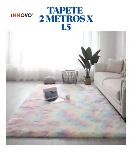 Tapete Alfombra Antideslizante Peluda 1.5 X 2 Metros Decoración Mix Rosa Arco Iris