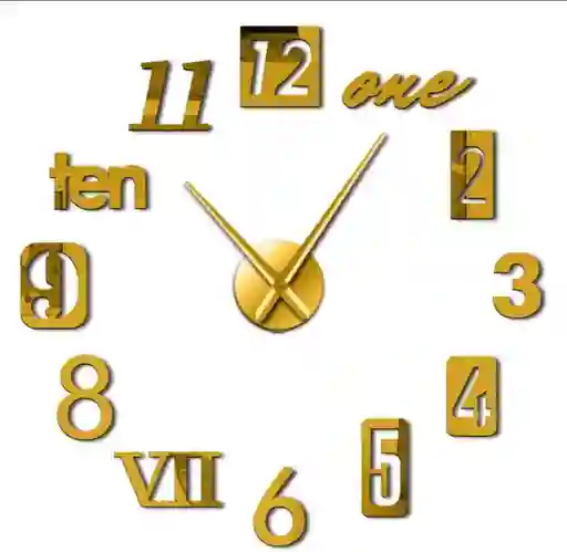 Reloj De Pared 90x90 Cm Con Números Y Letras 3d Silencioso