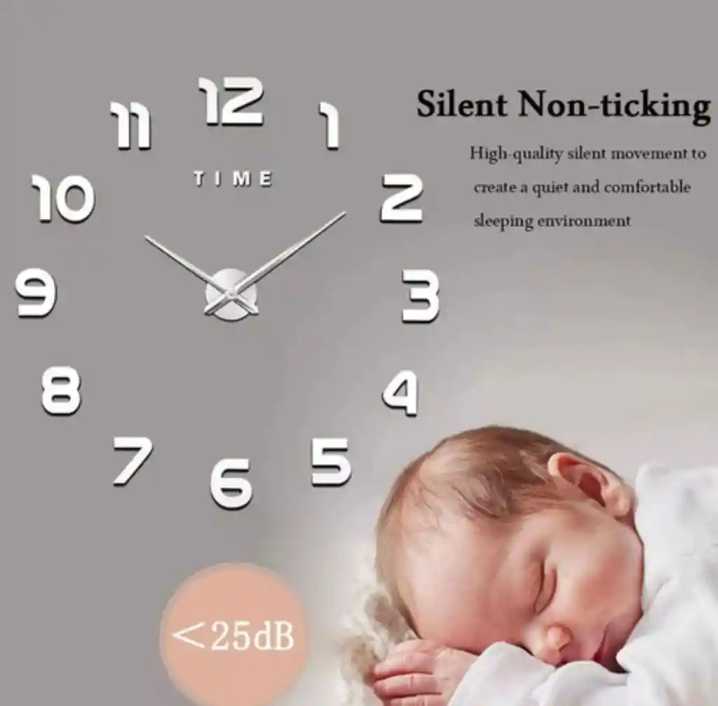 Reloj De Pared 90x90 Cm Con Números 3d Silencioso
