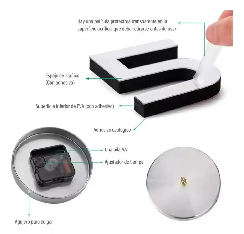 Reloj De Pared 90x90 Cm Con Números 3d Silencioso