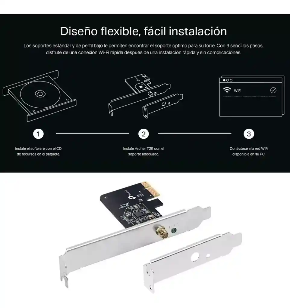 Tarjeta De Red Pci-e Wifi Dualband Ac600, Tp-link Archer T2e