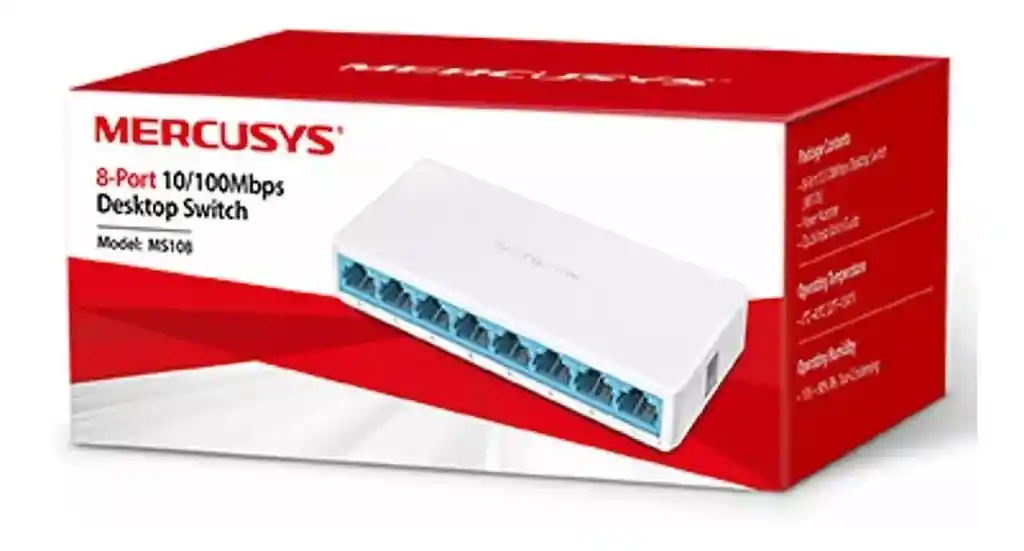 Mercusys Ms108 Switch De Escritorio De 8 Puertos 10/100mbps