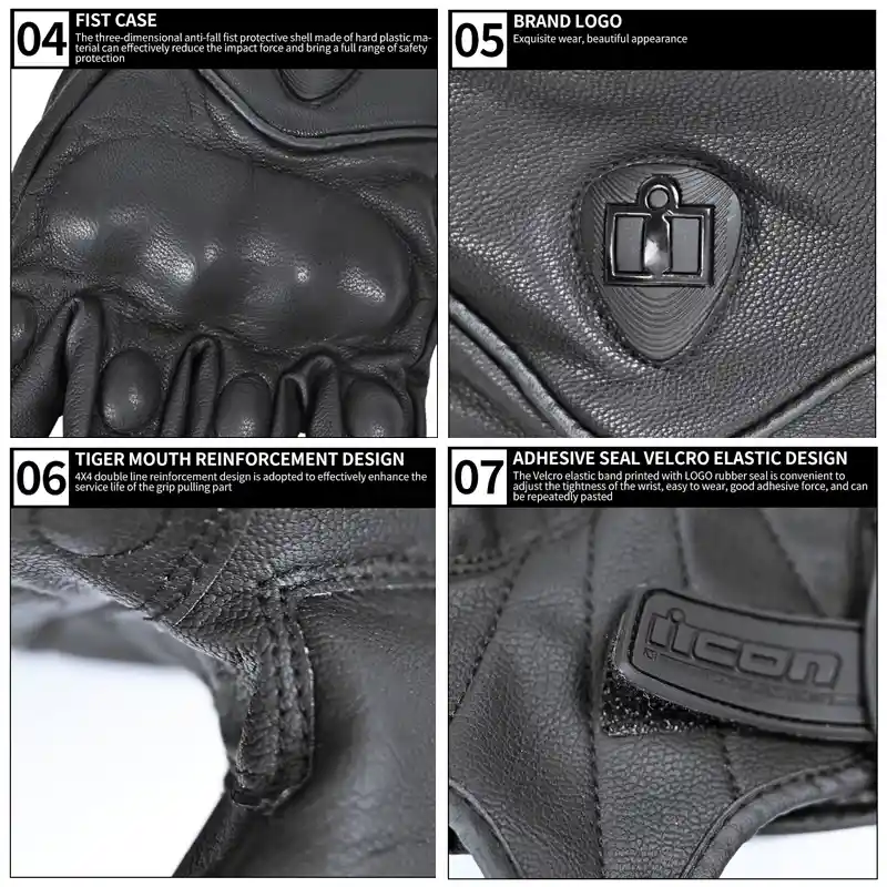 Guantes Icon Pursuit Cuero Pu Moto Proteccion Clasicos Disponible 1 De Cada Uno Talla S, M, L, Xl Y Xxl