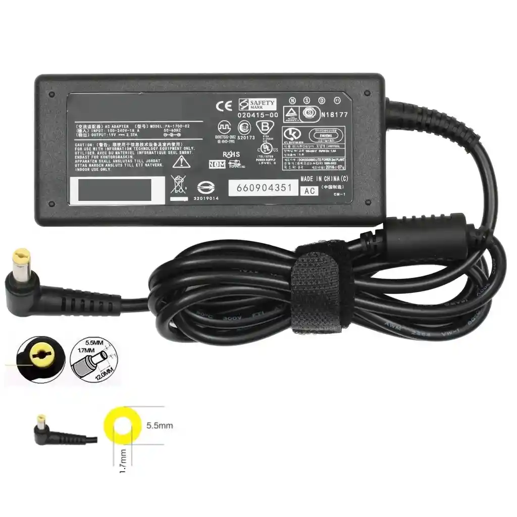 Cargador Acer 19v 3.42a Punta Amarilla. (generico)