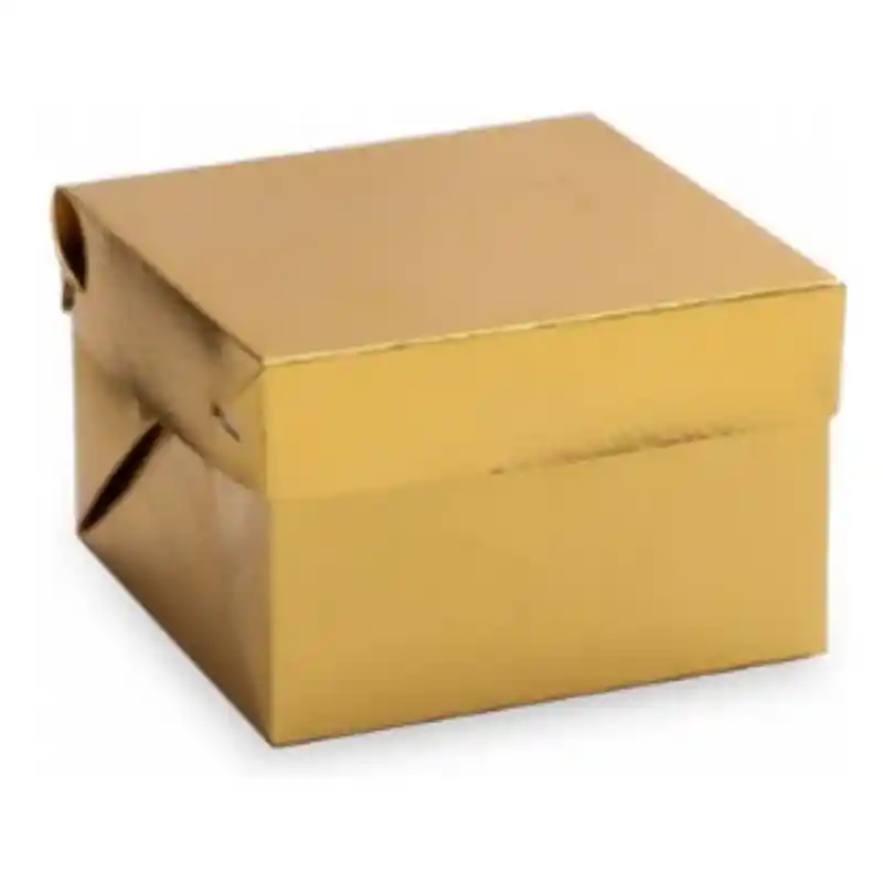 Caja Regalo Tapa Y Base Dorada 15 X 15 Cms
