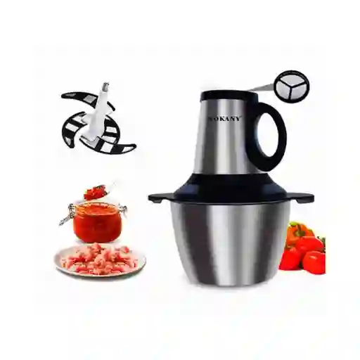 Picatodo Eléctrico Sokany 4 Litros Para Carnes Y Verduras Acero Inoxidable