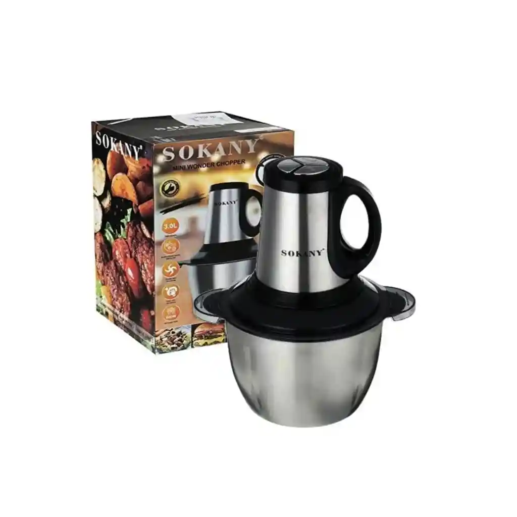 Picatodo Eléctrico Sokany 4 Litros Para Carnes Y Verduras Acero Inoxidable