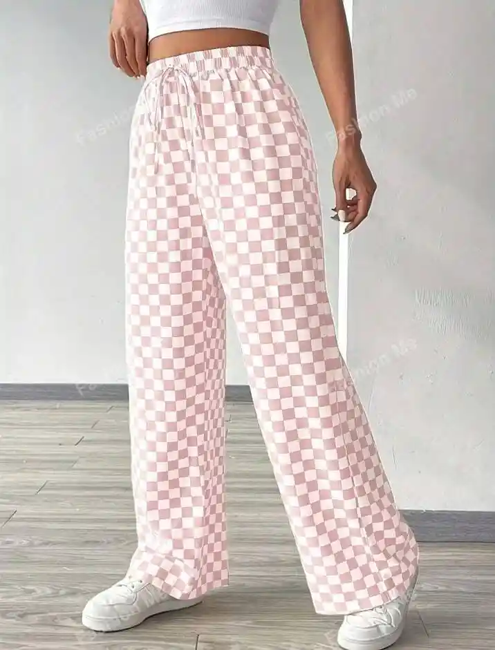 Pantalon Bota Ancha Estampado Rombos Talla Unica