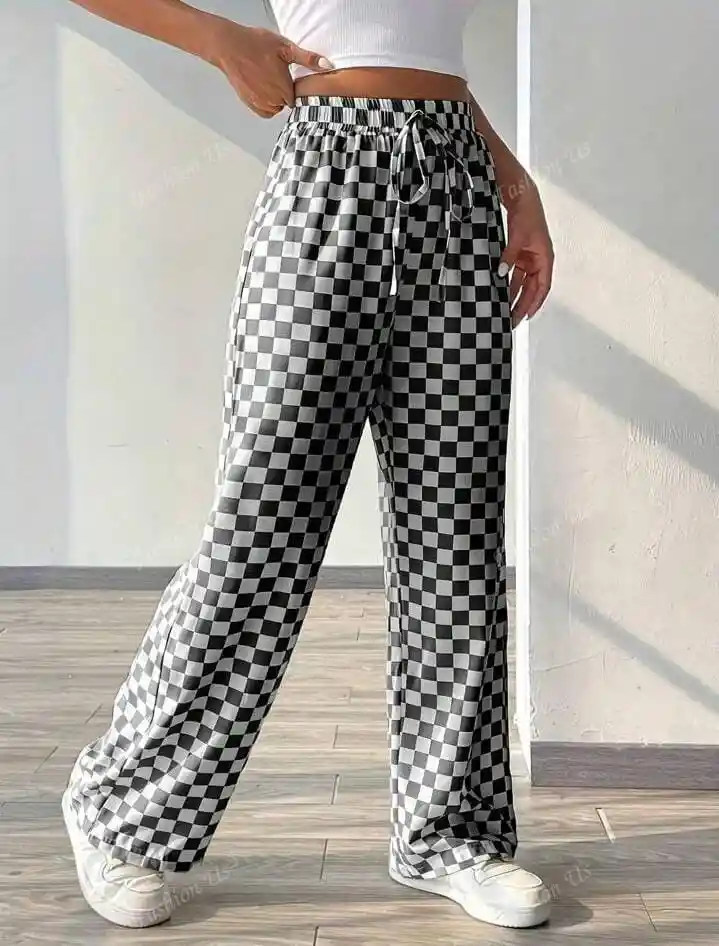 Pantalon Bota Ancha Estampado Rombos Talla Unica