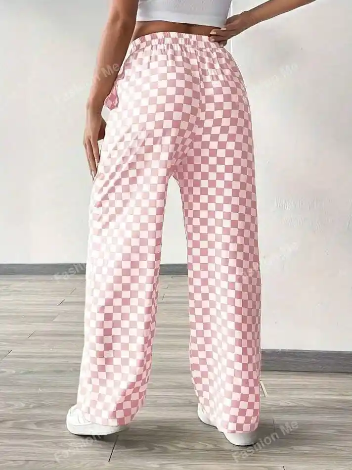 Pantalon Bota Ancha Estampado Rombos Talla Unica