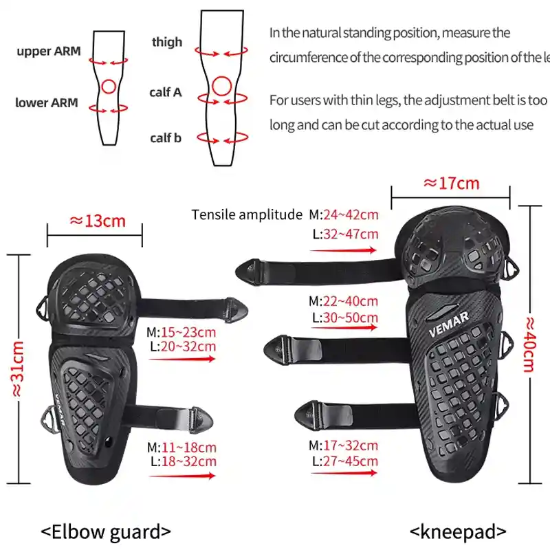 Rodilleras + Coderas Kit Proteccion Moto Vemar Carbon E-30