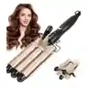 Rizadora Sirena Dorada Triple Barril Ondulador De Pelo