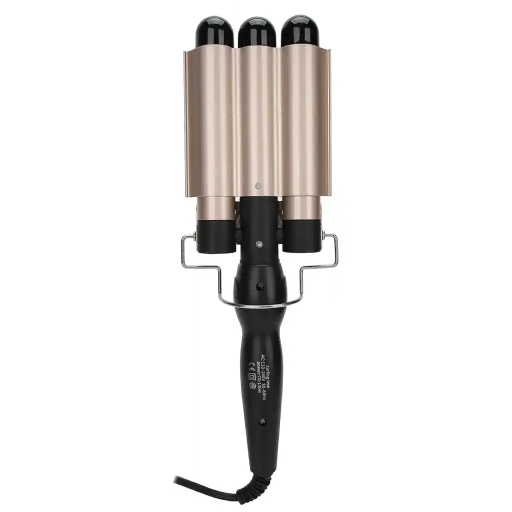 Rizadora Sirena Dorada Triple Barril Ondulador De Pelo