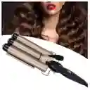 Rizadora Sirena Dorada Triple Barril Ondulador De Pelo