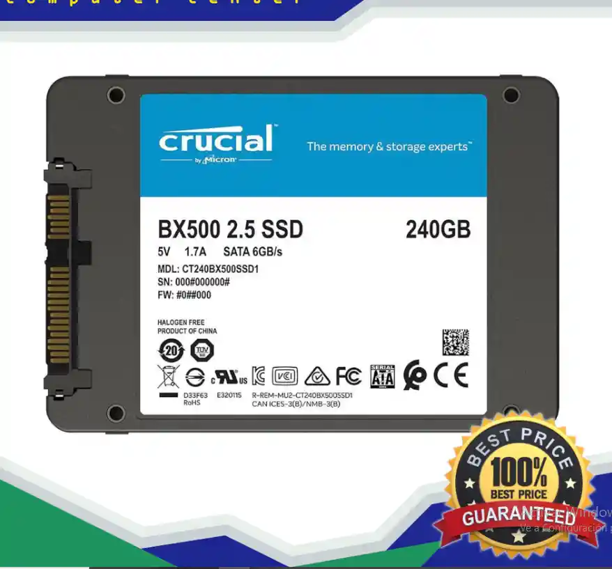 Unidad Estado Solido Ssd Crucial Original Bx500 De 240gb Sata3 Nuevo Sellado-compuvirtua/ Medellin