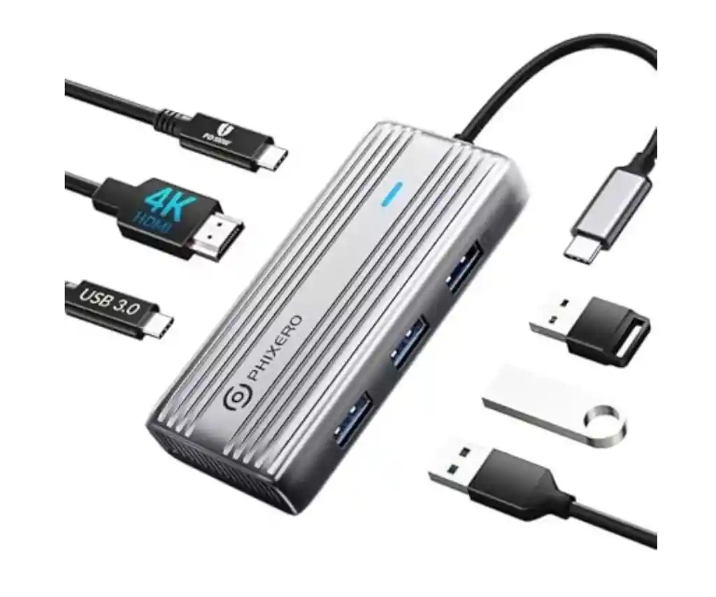 Hub Multipuerto Usb C 6 En 1 X3 Usb / C 3.0 Hdmi 4k Usb C Pd