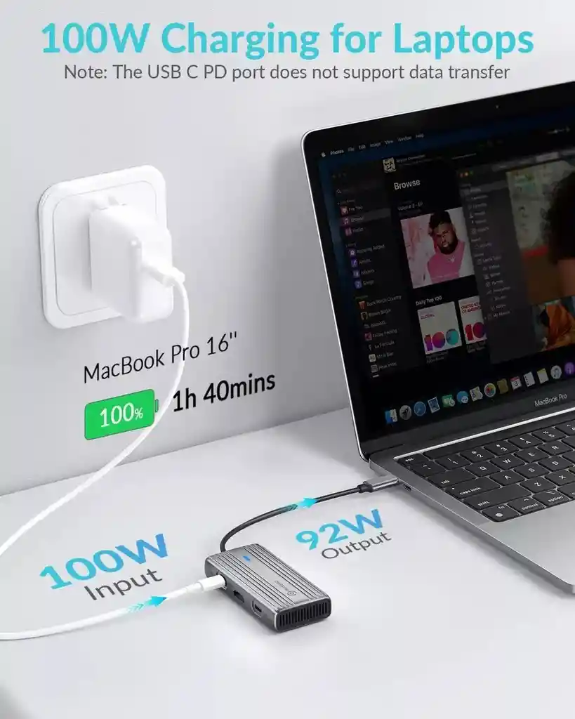 Hub Multipuerto Usb C 6 En 1 X3 Usb / C 3.0 Hdmi 4k Usb C Pd