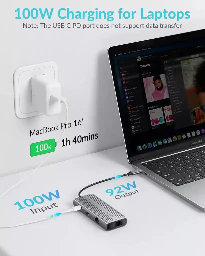 Hub Multipuerto Usb Tipo C 8 En 1 / 3 Usb Hdmi Lector Sd Lan