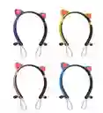 Audífonos Diadema Bluetooth Zw-29 Orejas Gato Led Magnéticos Color Amarillo / Azul / Rosa / Morado