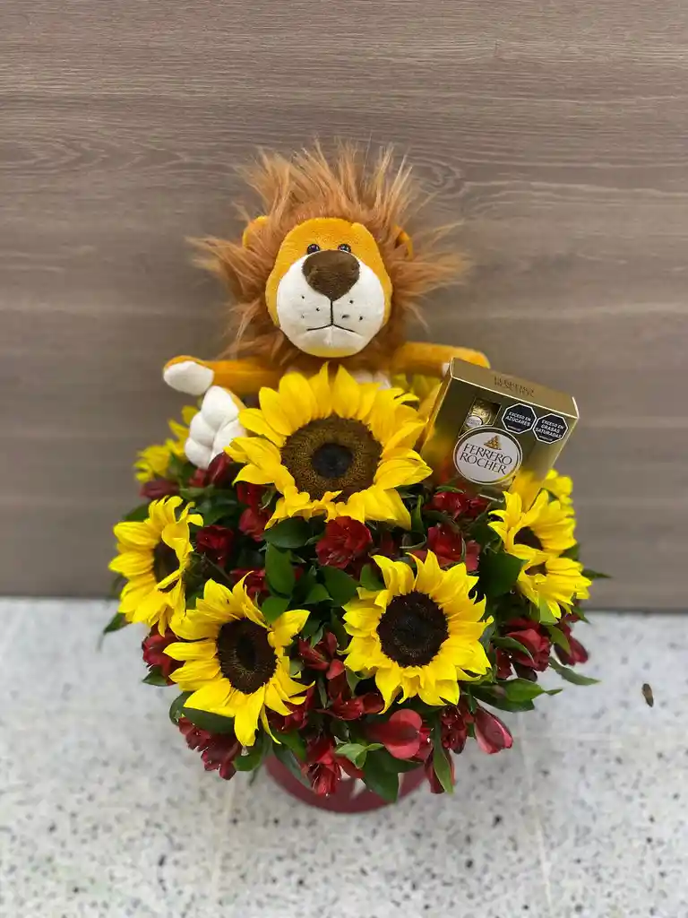 Caja Girasoles Y Astromelia