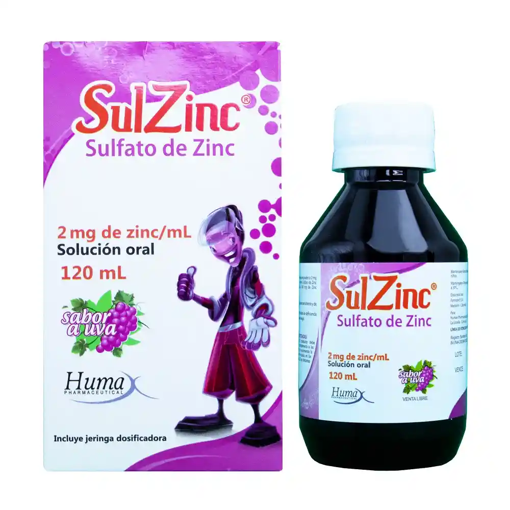 Sulzinc Sulfato de Zinc (2 mg) Jarabe Sabor a Uva