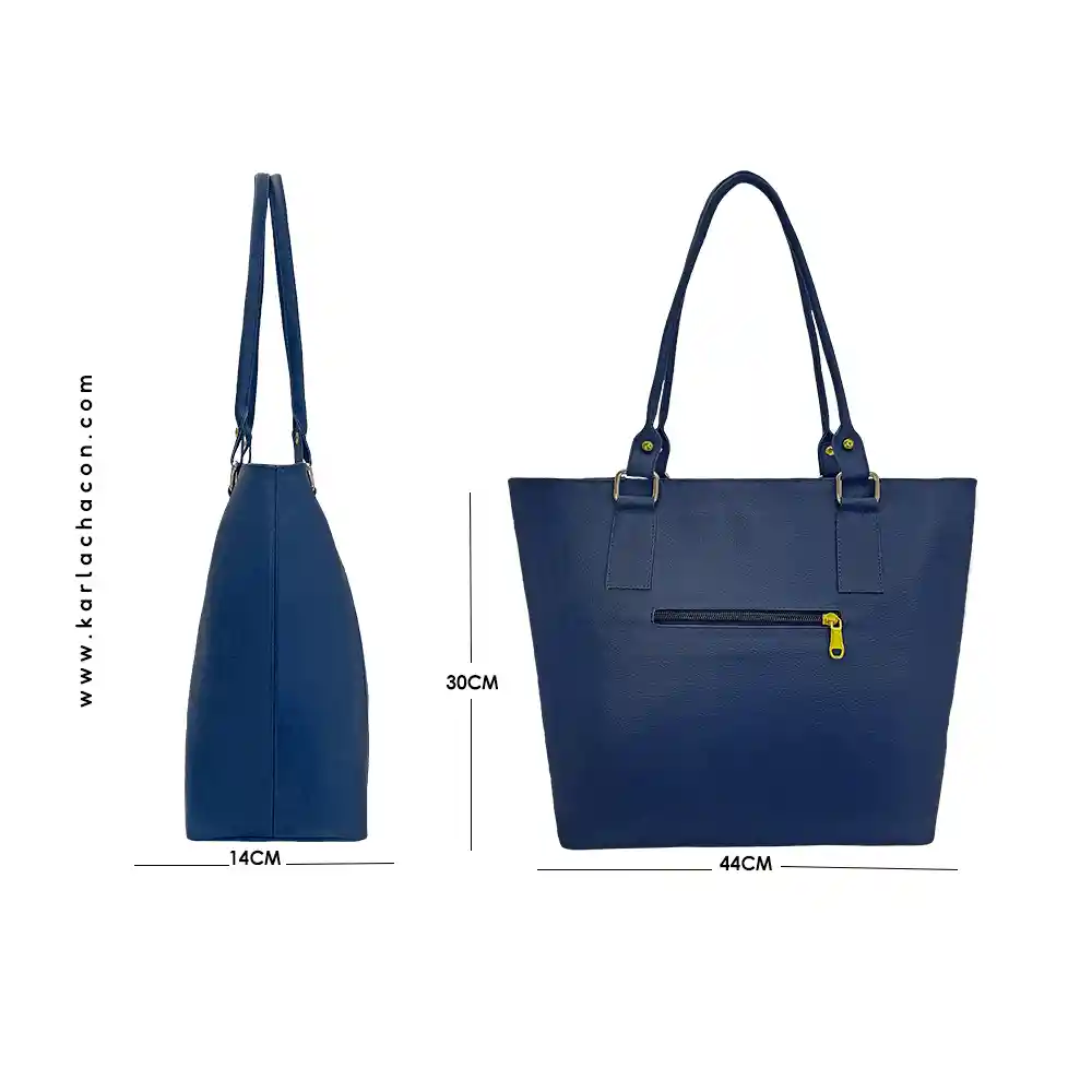 Bolso De Hombro Shopping Y Monedero Mila Azul
