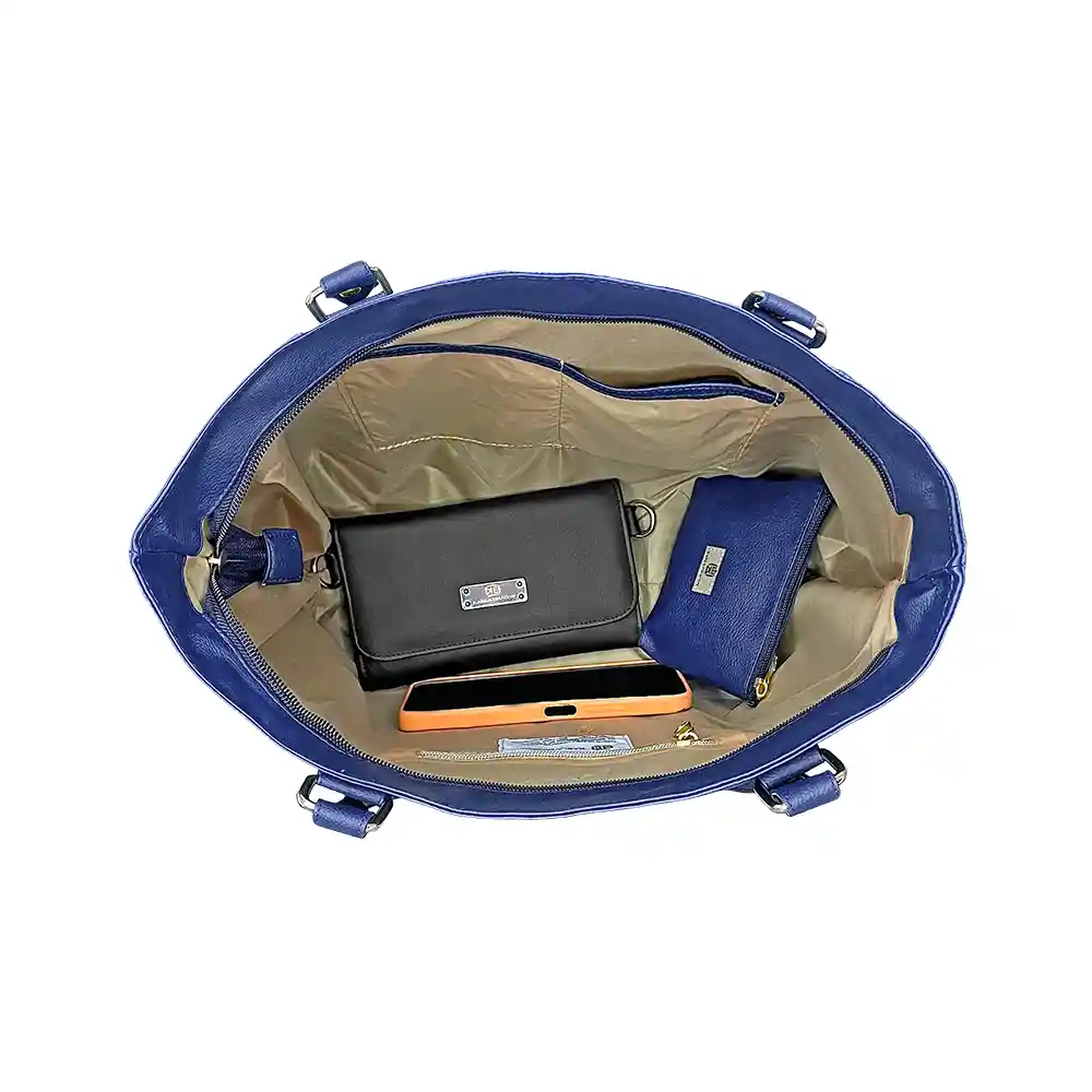 Bolso De Hombro Shopping Y Monedero Mila Azul
