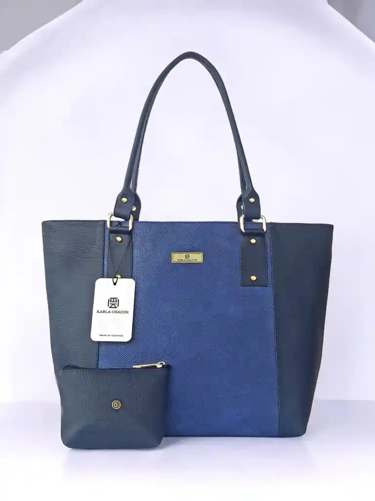 Bolso De Hombro Shopping Y Monedero Mila Azul