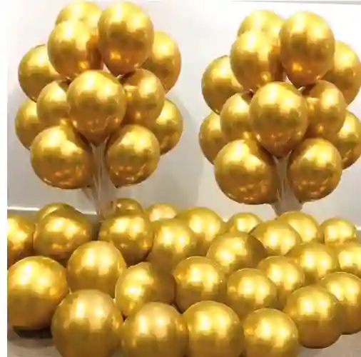 Globos Bombas Látex Cromados Espejo R12 X10 Unidades Dorado